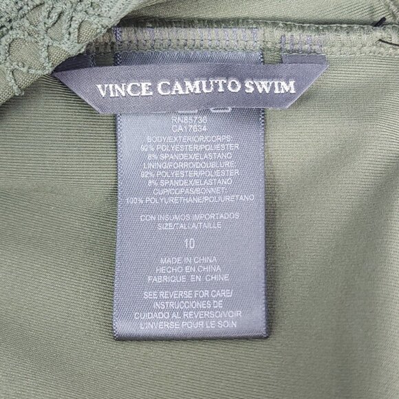 Vince Camuto Crochet Bandeau Halter One-Piece Swimsuit Size 10 SAFARI GREEN - Picture 10 of 12